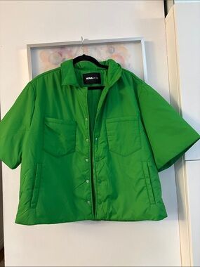 Fashion Nova Bright Green Short Sleeve Puffer Jacket